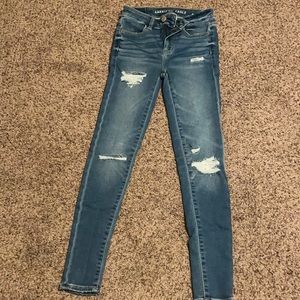 stretchy and distressed ae jeans